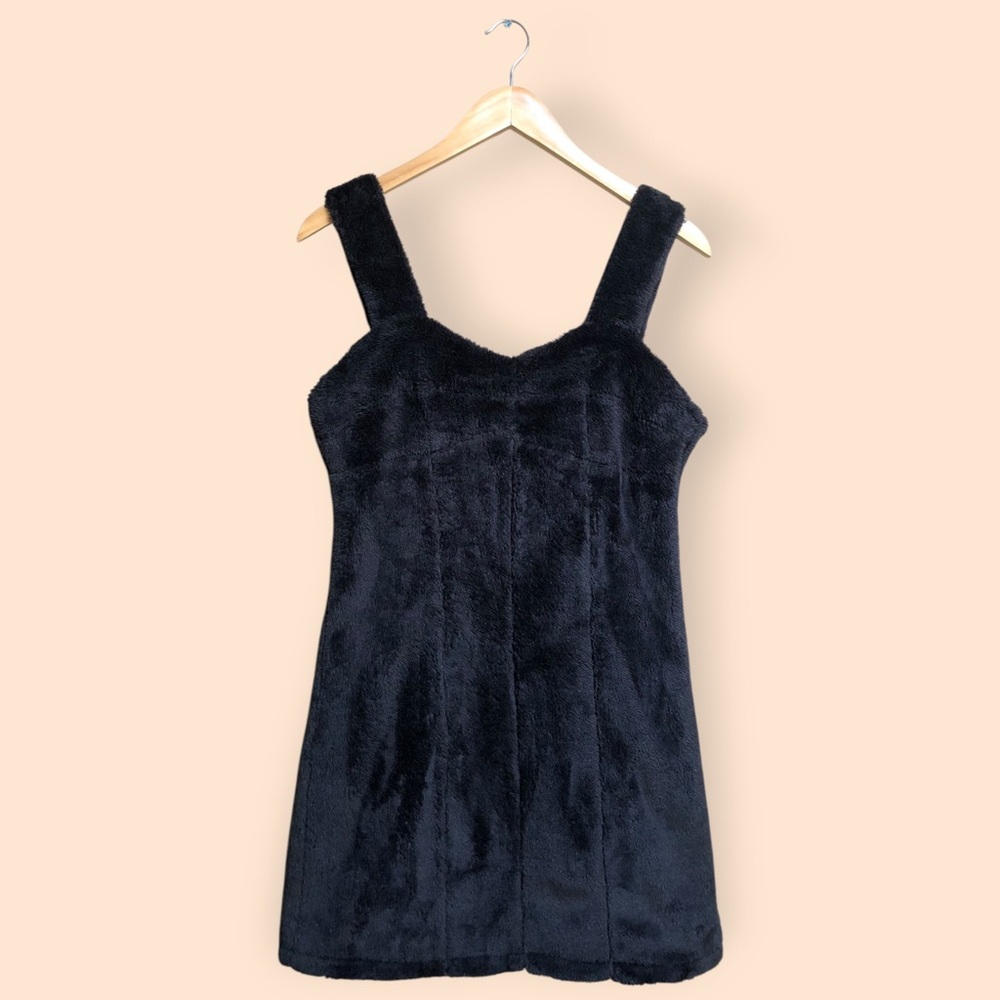 Vesta Pink NEW Black Furry Soft Mini Dress & Collar Novelty Comfort Women’s M